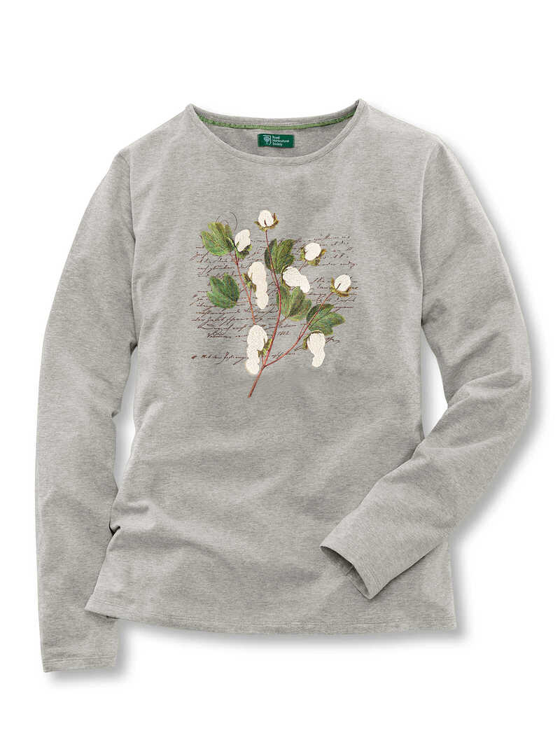 Graues Printshirt Cotton Plant