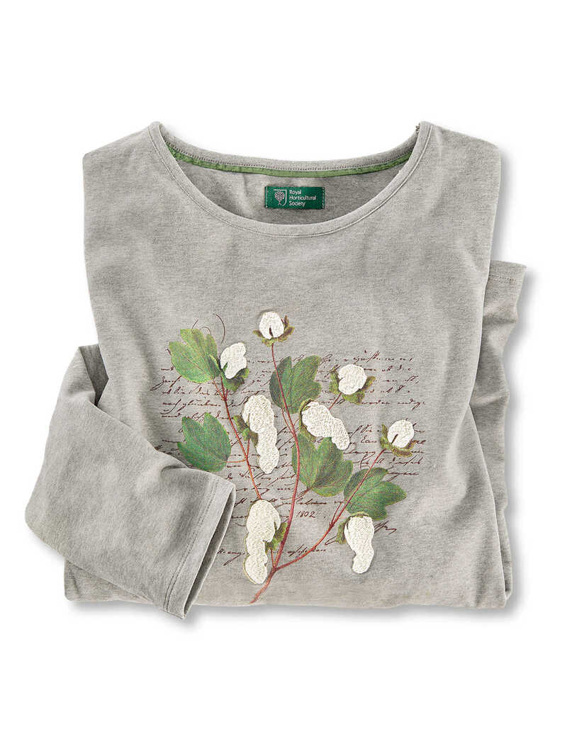 Graues Printshirt Cotton Plant