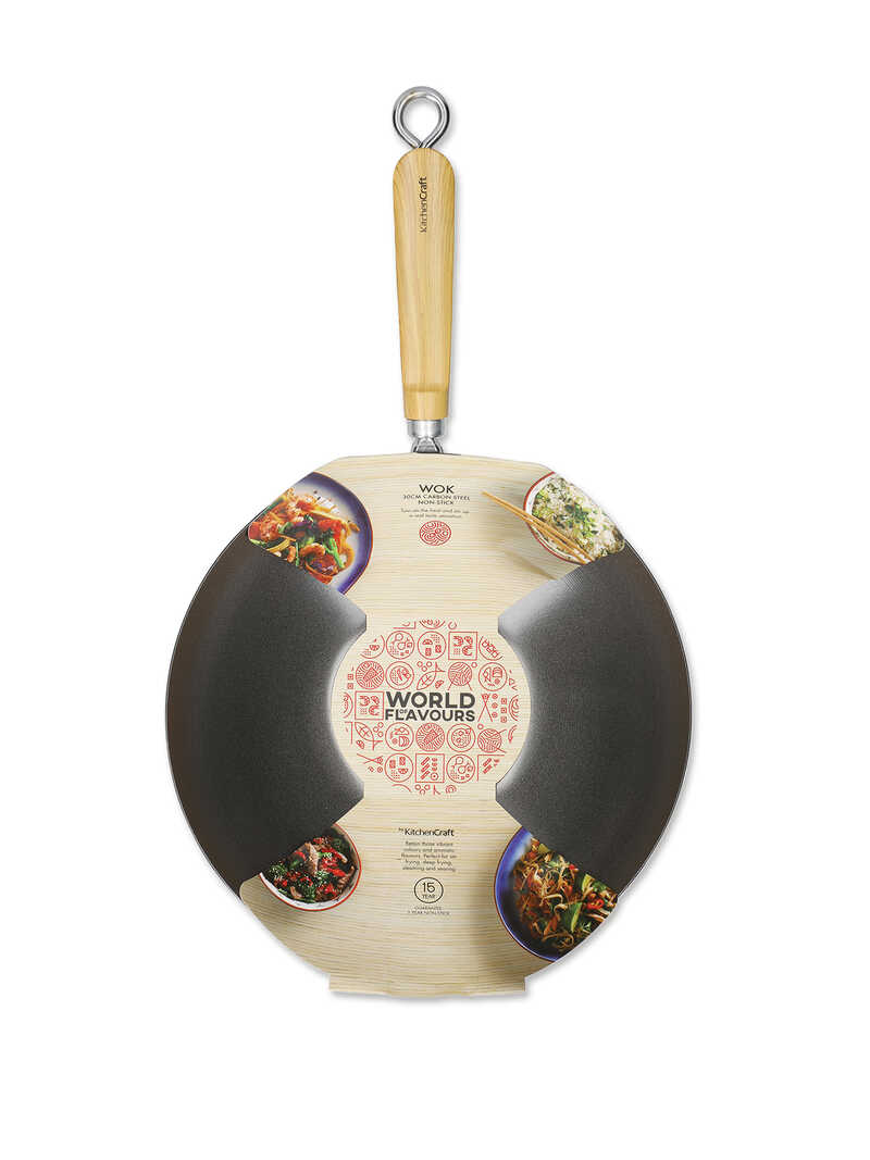 Wok-Pfanne aus Carbonstahl Durchmesser 30 cm