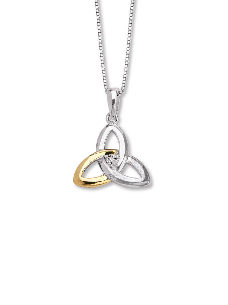 Silber-Kette vergoldet mit Trinity Knot und Diamant