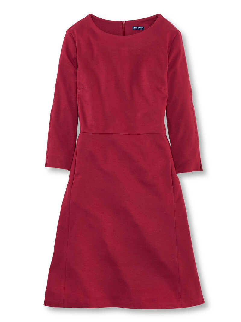 Rotes Winter-Jerseykleid mit Rundhals