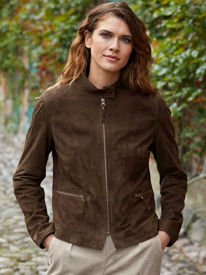 Damen-Lederjacke aus Ziegenvelours