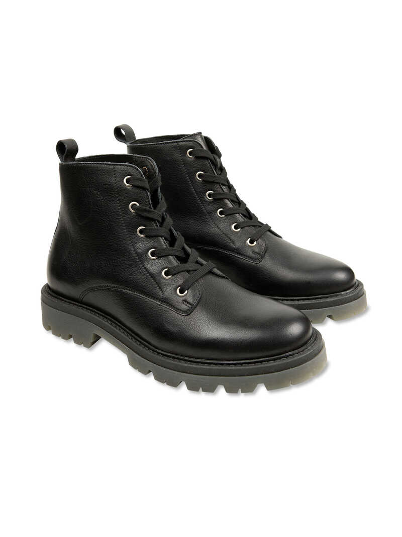 Schwarze Leder-Boots