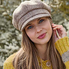 Damen-Kappe Newsboy Tweed Cap