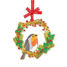 Weihnachtsanhnger Robin aus Emaille mit Glassteinen