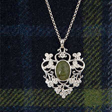 Irische Kette Celtic Shamrock mit Connemara-Marmor