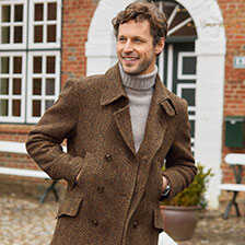 Pea Coat aus Fischgrat-Tweed