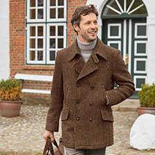 Pea Coat aus Fischgrat-Tweed